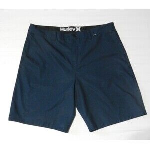 Hurley Men's Striped Blue and Navy Athletic Golf Shorts Size 38 Quick Dry
